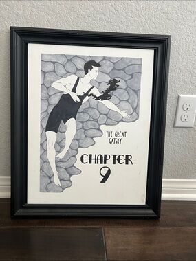 The Great Gatsby Chapter 9 Black & White Framed Art Print